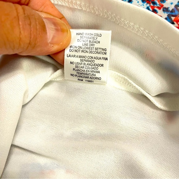 Halo Chevron Patterned Sleeveless Dress, Red, white and blue with Tie sash Sz M - Picture 8 of 12